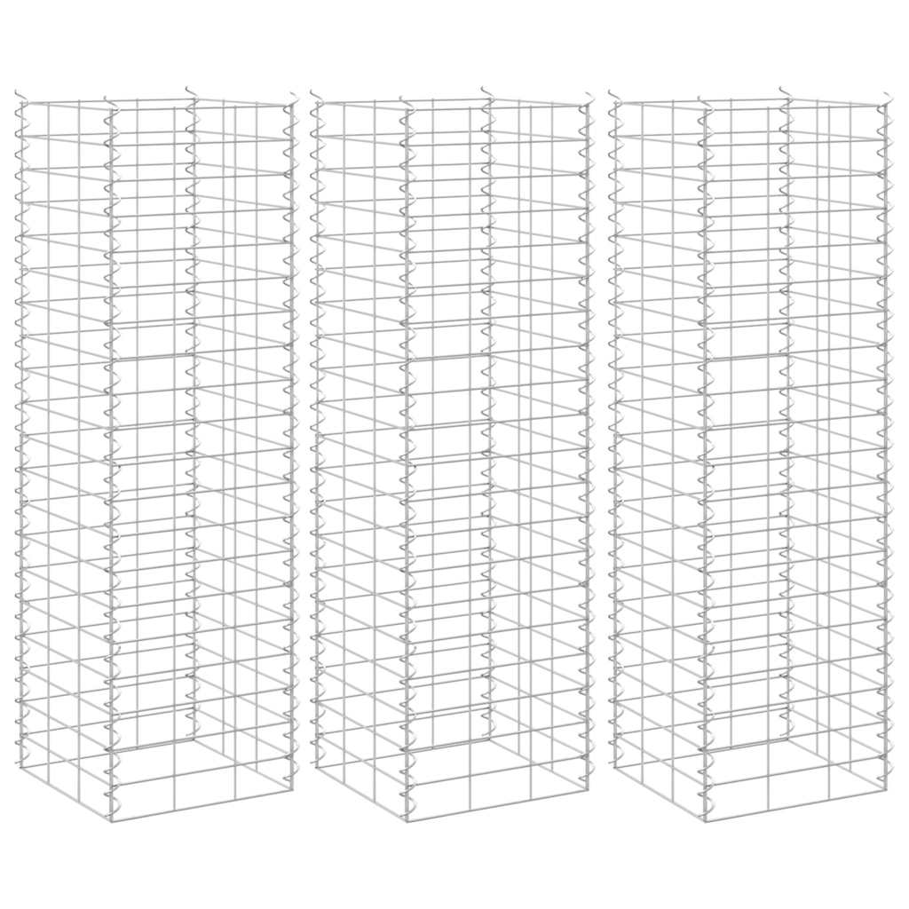 151249 vidaXL Gabion Raised Beds 3 pcs 30x30x100 cm Iron