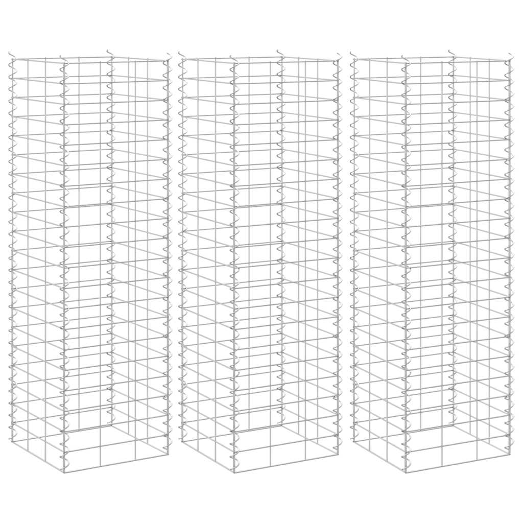 Gabion Raised Beds 3 pcs 30x30x100 cm Iron