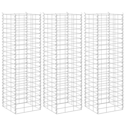 Gabion Raised Beds 3 pcs 30x30x100 cm Iron