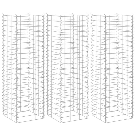 Gabion Raised Beds 3 pcs 30x30x100 cm Iron
