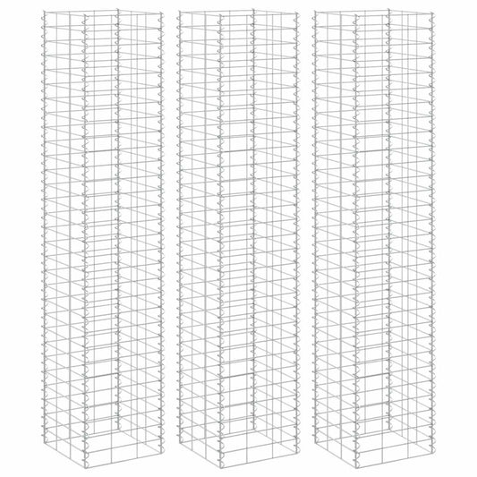 151250 vidaXL Gabion Raised Beds 3 pcs 30x30x150 cm Iron
