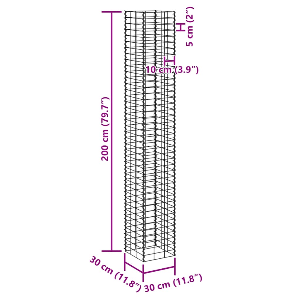 Gabion Raised Beds 3 pcs 30x30x200 cm Iron