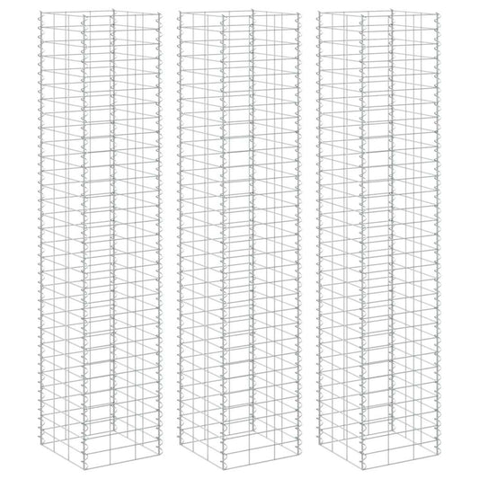 151251 vidaXL Gabion Raised Beds 3 pcs 30x30x200 cm Iron