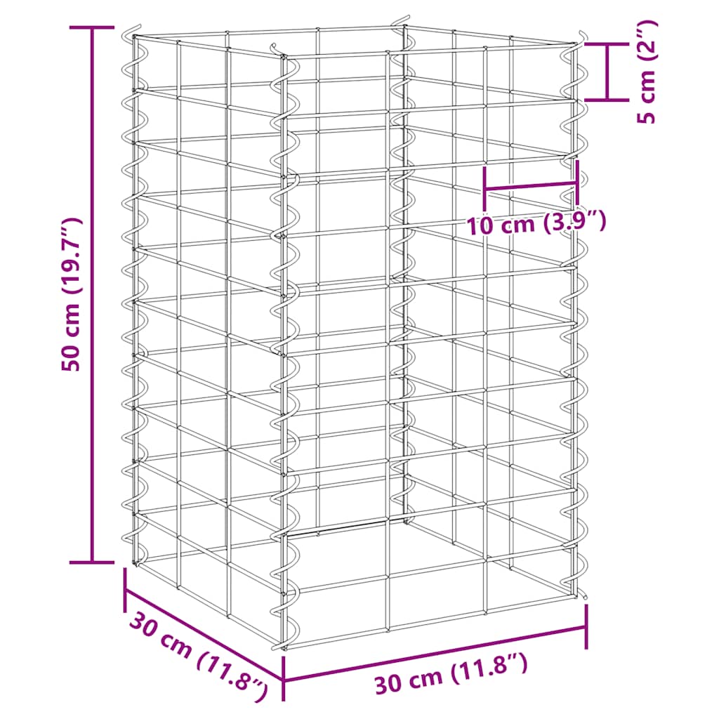 Gabion Raised Beds 4 pcs 30x30x50/100/150/200 cm Iron