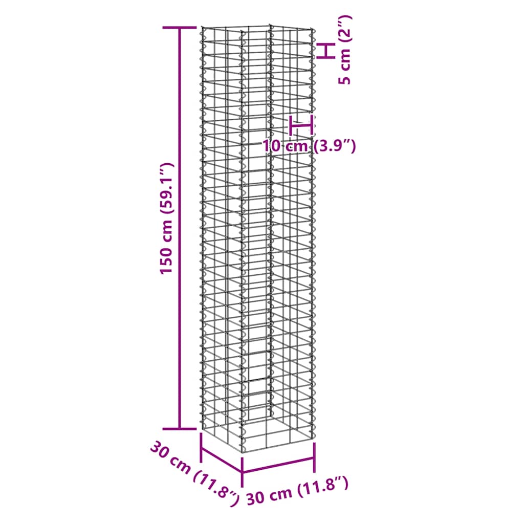 Gabion Raised Beds 4 pcs 30x30x50/100/150/200 cm Iron