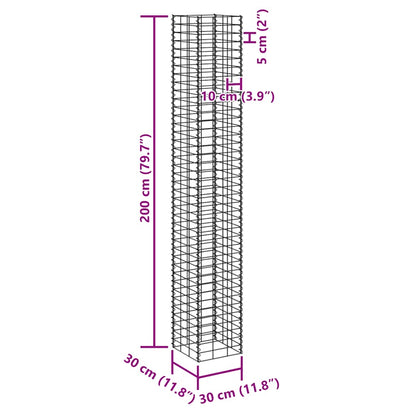 Gabion Raised Beds 4 pcs 30x30x50/100/150/200 cm Iron