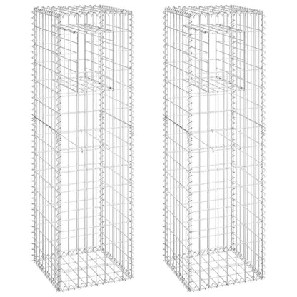 Gabion Basket Posts 2 pcs 40x40x140 cm Iron
