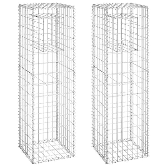 151263 vidaXL Gabion Basket Posts 2 pcs 40x40x140 cm Iron