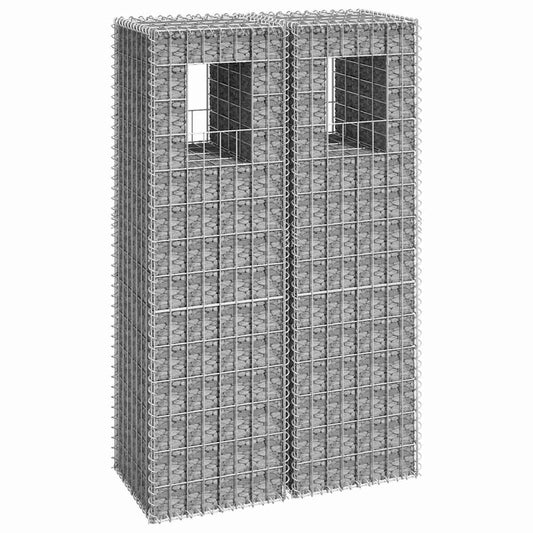 151263 vidaXL Gabion Basket Posts 2 pcs 40x40x140 cm Iron