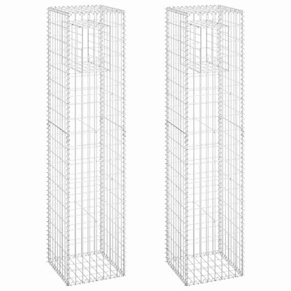 Gabion Basket Posts 2 pcs 40x40x180 cm Iron