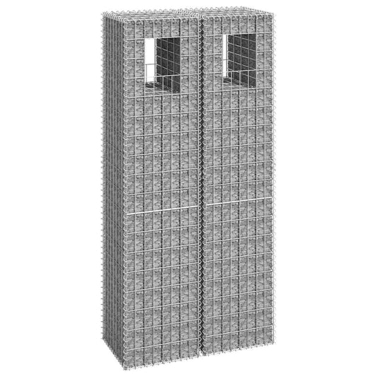 151265 vidaXL Gabion Basket Posts 2 pcs 40x40x180 cm Iron