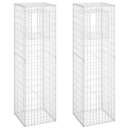 Gabion Basket Posts 2 pcs 50x50x180 cm Iron