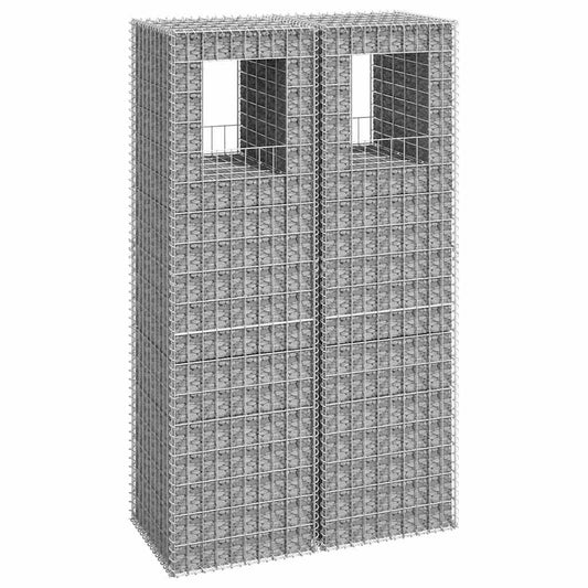 151273 vidaXL Gabion Basket Posts 2 pcs 50x50x180 cm Iron