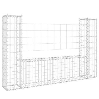 U-shape Gabion Basket with 2 Posts Iron 140x20x100 cm