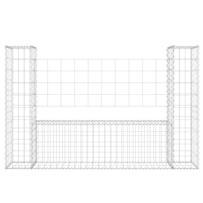 U-shape Gabion Basket with 2 Posts Iron 140x20x100 cm