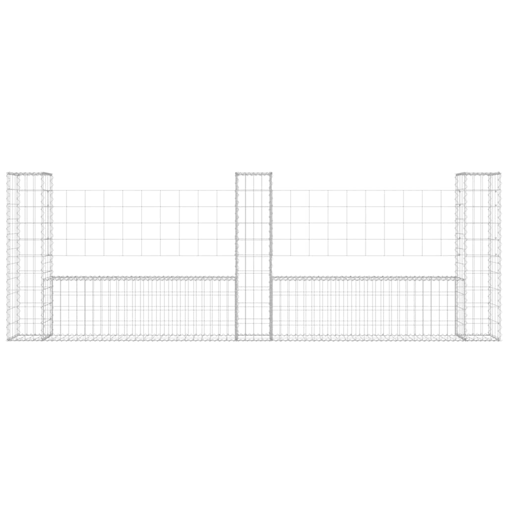 U-shape Gabion Basket with 3 Posts Iron 260x20x100 cm