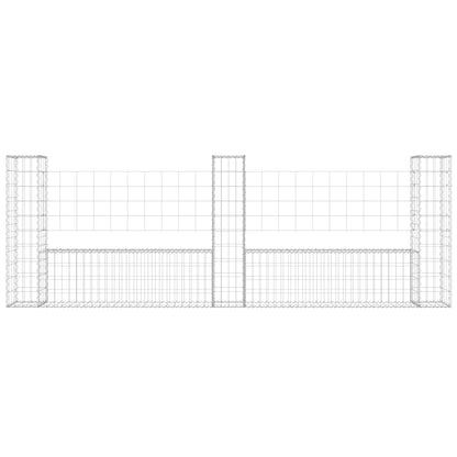 U-shape Gabion Basket with 3 Posts Iron 260x20x100 cm