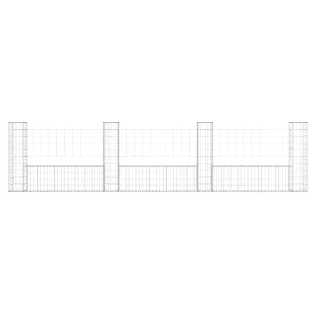 U-shape Gabion Basket with 4 Posts Iron 380x20x100 cm