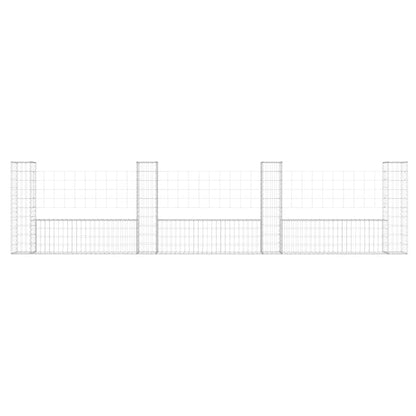 U-shape Gabion Basket with 4 Posts Iron 380x20x100 cm
