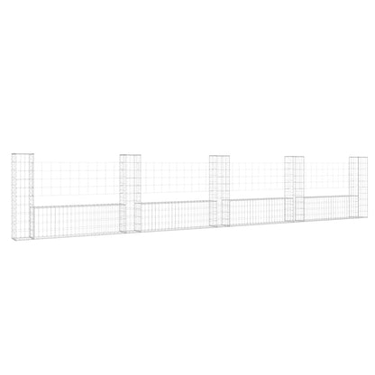U-shape Gabion Basket with 5 Posts Iron 500x20x100 cm