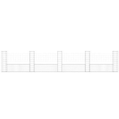 U-shape Gabion Basket with 5 Posts Iron 500x20x100 cm