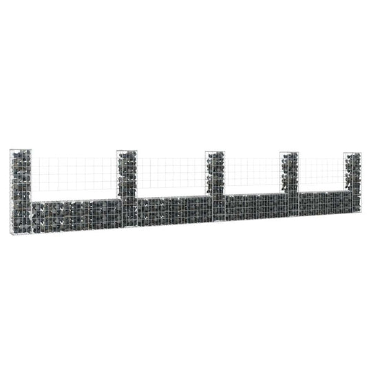 151278 vidaXL U-shape Gabion Basket with 5 Posts Iron 500x20x100 cm