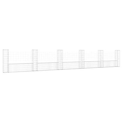 U-shape Gabion Basket with 6 Posts Iron 620x20x100 cm
