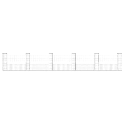 U-shape Gabion Basket with 6 Posts Iron 620x20x100 cm