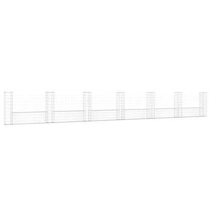 U-shape Gabion Basket with 7 Posts Iron 740x20x100 cm