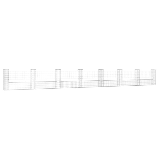 151281 vidaXL U-shape Gabion Basket with 8 Posts Iron 860x20x100 cm