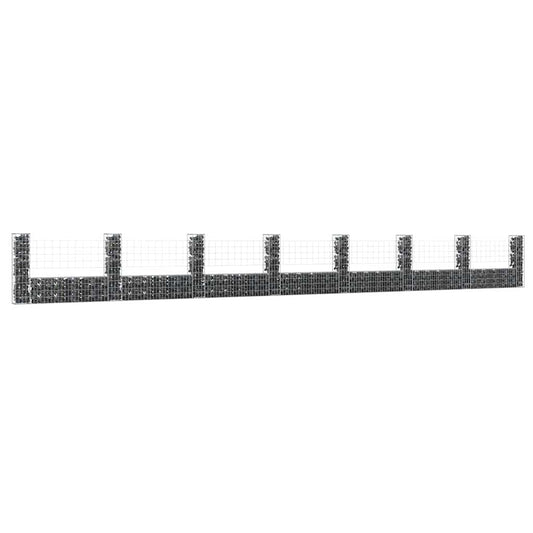 151281 vidaXL U-shape Gabion Basket with 8 Posts Iron 860x20x100 cm