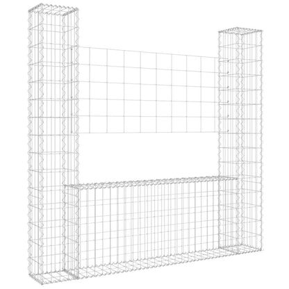 U-shape Gabion Basket with 2 Posts Iron 140x20x150 cm