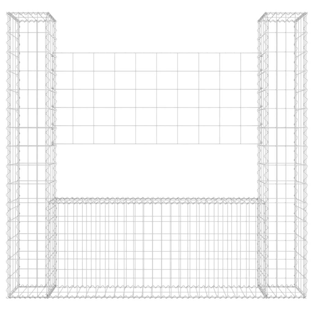 U-shape Gabion Basket with 2 Posts Iron 140x20x150 cm