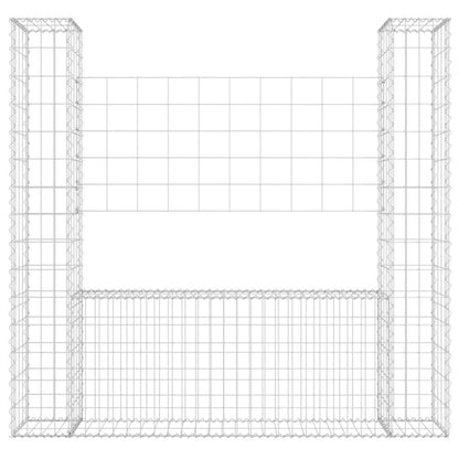 U-shape Gabion Basket with 2 Posts Iron 140x20x150 cm