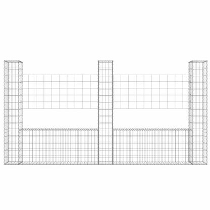 U-shape Gabion Basket with 3 Posts Iron 260x20x150 cm