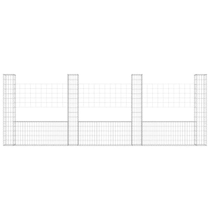 U-shape Gabion Basket with 4 Posts Iron 380x20x150 cm