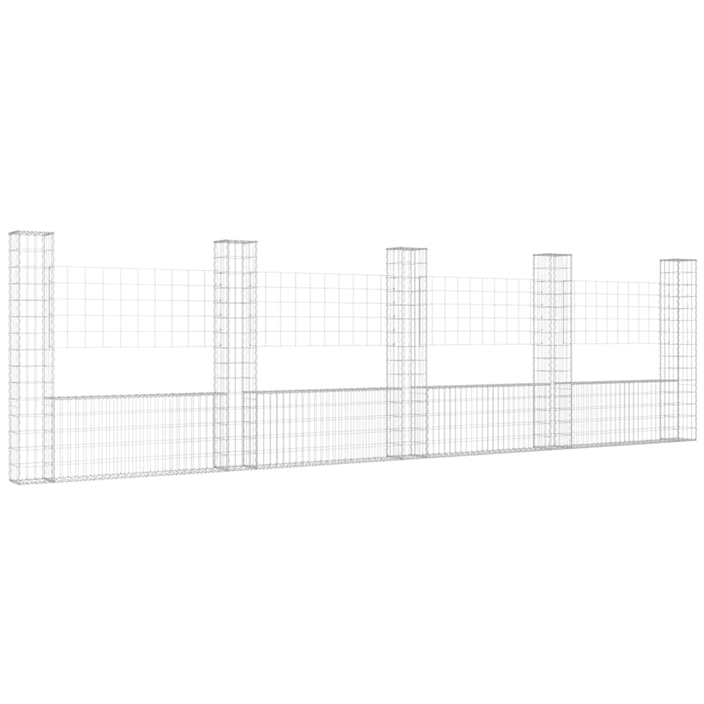 U-shape Gabion Basket with 5 Posts Iron 500x20x150 cm