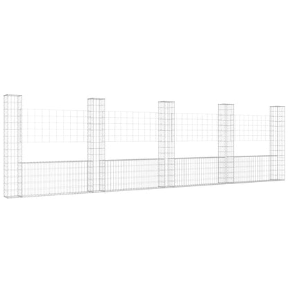 U-shape Gabion Basket with 5 Posts Iron 500x20x150 cm