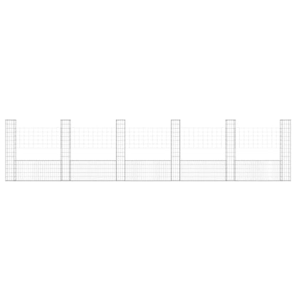 U-shape Gabion Basket with 6 Posts Iron 620x20x150 cm