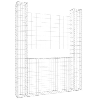 U-shape Gabion Basket with 2 Posts Iron 140x20x200 cm