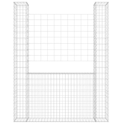 U-shape Gabion Basket with 2 Posts Iron 140x20x200 cm