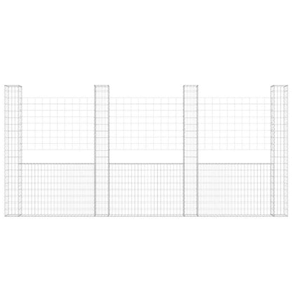 U-shape Gabion Basket with 4 Posts Iron 380x20x200 cm