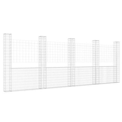 U-shape Gabion Basket with 5 Posts Iron 500x20x200 cm