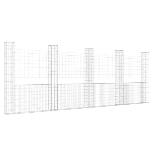 U-shape Gabion Basket with 5 Posts Iron 500x20x200 cm