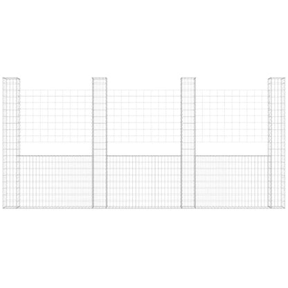 U-shape Gabion Basket with 5 Posts Iron 500x20x200 cm