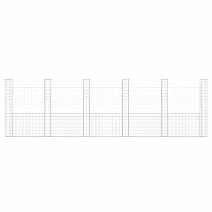 U-shape Gabion Basket with 6 Posts Iron 620x20x200 cm