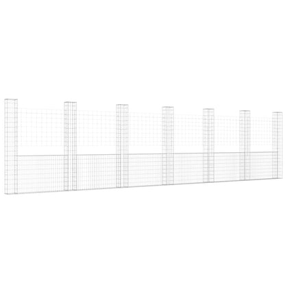 U-shape Gabion Basket with 7 Posts Iron 740x20x200 cm
