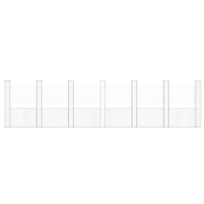 U-shape Gabion Basket with 7 Posts Iron 740x20x200 cm