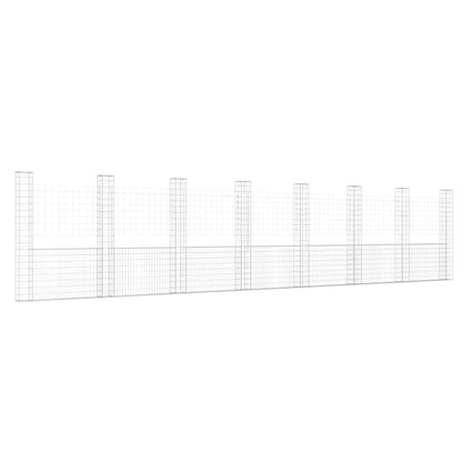 U-shape Gabion Basket with 8 Posts Iron 860x20x200 cm