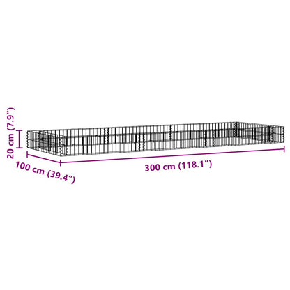Gabion Raised Bed Galvanised Steel 300x100x20 cm